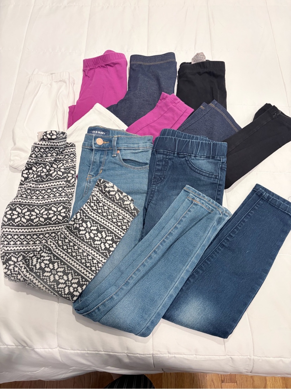 Girls Size 7/8 Leggings & Jeans Bundle – 7 Pieces